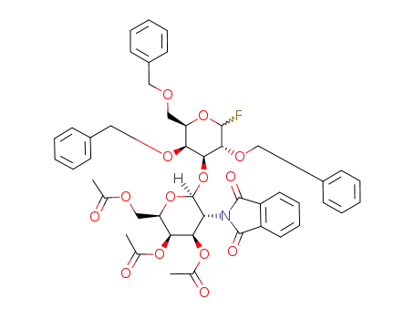Acetic acid (2R,3R,4R,5R,6S)-3-acetoxy-2-acetoxymethyl-6-((2R,3S,4S,5R)-3,5-bis-benzyloxy-2-benzyloxymethyl-6-fluoro-tetrahydro-pyran-4-yloxy)-5-(1,3-dioxo-1,3-dihydro-isoindol-2-yl)-tetrahydro-pyran-4-yl ester