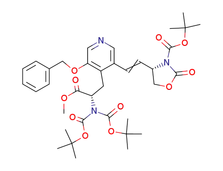 tert-butyl-(4S)-4-[(E:Z)-2-(5-(benzyloxy)-4-{(2S)-2-[bis(tert-butoxycarbonyl)amio]-3-methoxy-3-oxopropyl}-3-pyridinyl)ethenyl]-2-oxo-1,3-oxazolidine-3-carboxylate