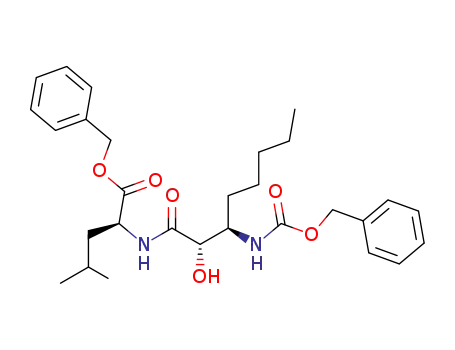Molecular Structure of 184652-45-7 (L-Leucine,
N-[(2S,3R)-2-hydroxy-1-oxo-3-[[(phenylmethoxy)carbonyl]amino]octyl]-,
phenylmethyl ester)