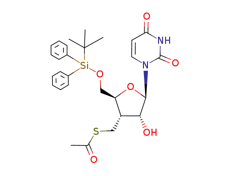 Thioacetic acid S-[(2S,3S,4R,5R)-2-(tert-butyl-diphenyl-silanyloxymethyl)-5-(2,4-dioxo-3,4-dihydro-2H-pyrimidin-1-yl)-4-hydroxy-tetrahydro-furan-3-ylmethyl] ester