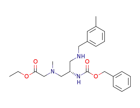 Molecular Structure of 167949-69-1 (Glycine,
N-methyl-N-[3-[[(3-methylphenyl)methyl]amino]-2-[[(phenylmethoxy)carb
onyl]amino]propyl]-, ethyl ester, (S)-)