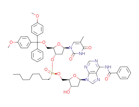 (R)-Octyl-phosphonic acid (2R,3S,5R)-5-(6-benzoylamino-purin-9-yl)-3-hydroxy-tetrahydro-furan-2-ylmethyl ester (2R,3S,5R)-2-[bis-(4-methoxy-phenyl)-phenyl-methoxymethyl]-5-(5-methyl-2,4-dioxo-3,4-dihydro-2H-pyrimidin-1-yl)-tetrahydro-furan-3-yl ester