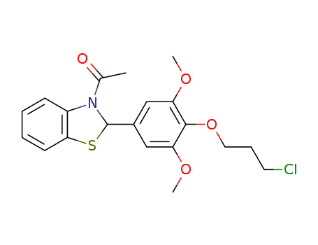Molecular Structure of 112947-00-9 (Benzothiazole,
3-acetyl-2-[4-(3-chloropropoxy)-3,5-dimethoxyphenyl]-2,3-dihydro-)