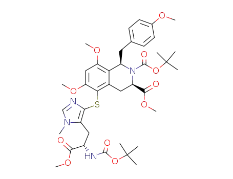 (1R,3R)-N-(tert-butoxycarbonyl)-5-<<2-(tert-butoxycarbonyl)-6,8-dimethoxy-3-(methoxycarbonyl)-1-<(4-methoxyphenyl)methyl>-1,2,3,4-tetrahydroisoquinolin-5-yl>thio>-3-methyl-L-histidine methyl ester