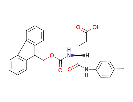 Molecular Structure of 223768-08-9 (Pentanoic acid,
4-[[(9H-fluoren-9-ylmethoxy)carbonyl]amino]-5-[(4-methylphenyl)amino]-
5-oxo-, (4R)-)