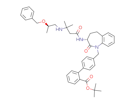 Molecular Structure of 170277-86-8 (t-Butyl 4'-[[3(R)-[[3-[2(R)-benzyloxypropyl]amino-3-methyl-1-oxobutyl]amino]-2,3,4,5-tetrahydro-2-oxo-1H-1-benzazepin-1-yl]methyl][1,1'-biphenyl]-2-carboxylate)