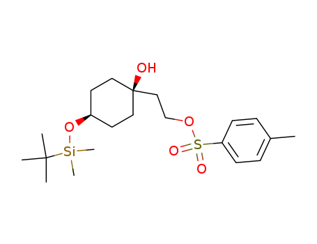 Molecular Structure of 214678-45-2 (Toluene-4-sulfonic acid 2-[4-(tert-butyl-dimethyl-silanyloxy)-1-hydroxy-cyclohexyl]-ethyl ester)