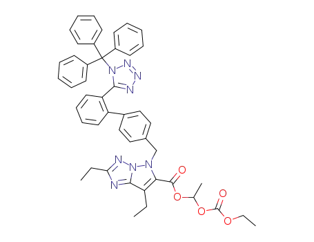 1-ethoxycarbonyloxyethyl 2,7-diethyl-5-[[2'-(N-triphenylmethyl-tetrazol-5-yl)biphenyl-4-yl]methyl]-5H-pyrazolo[1,5-b][1,2,4]triazole-6-carboxylate