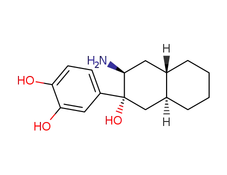 3(a)-Amino-2(e)-<3,4-dihydroxy-phenyl>-trans-2(a)decalol; (+/-)-3c-Amino-2c-<3,4-dihydroxy-phenyl>-(4ar,8at)-decahydro-<2t>-naphthol