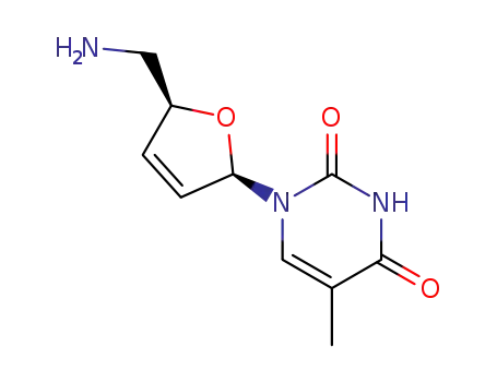 Molecular Structure of 62748-89-4 (Thymidine, 5'-amino-2',3'-didehydro-3',5'-dideoxy-)