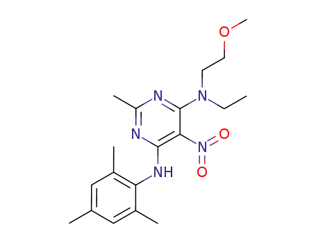 <i>N</i>-ethyl-<i>N</i>-(2-methoxy-ethyl)-2-methyl-5-nitro-<i>N</i>'-(2,4,6-trimethyl-phenyl)-pyrimidine-4,6-diamine