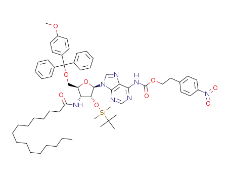 2'-O-<(tert-butyl)dimethylsilyl>-3'-deoxy-3'-(hexadecanoylamino)-5'-O-(monomethoxytrityl)-N<sup>6</sup>-<2-(4-nitrophenyl)ethoxycarbonyl>adenosine