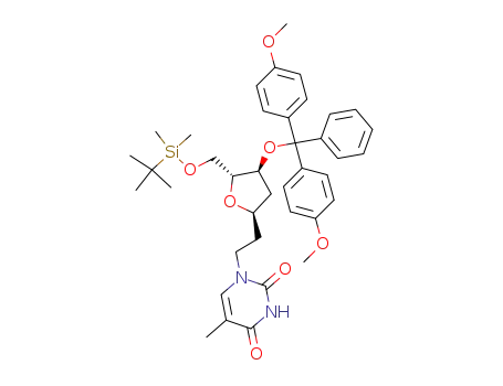 1-{2-[(2R,4S,5R)-4-[Bis-(4-methoxy-phenyl)-phenyl-methoxy]-5-(tert-butyl-dimethyl-silanyloxymethyl)-tetrahydro-furan-2-yl]-ethyl}-5-methyl-1H-pyrimidine-2,4-dione