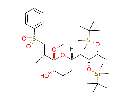 (2S,3S,6S)-2-(2-Benzenesulfonyl-1,1-dimethyl-ethyl)-6-[(2R,3R)-2,3-bis-(tert-butyl-dimethyl-silanyloxy)-butyl]-2-methoxy-tetrahydro-pyran-3-ol
