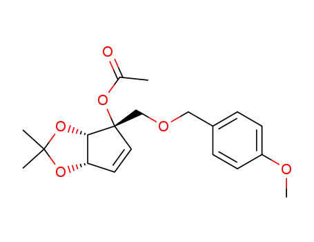 Molecular Structure of 180524-83-8 (Acetic acid (3aS,4S,6aS)-4-(4-methoxy-benzyloxymethyl)-2,2-dimethyl-4,6a-dihydro-3aH-cyclopenta[1,3]dioxol-4-yl ester)