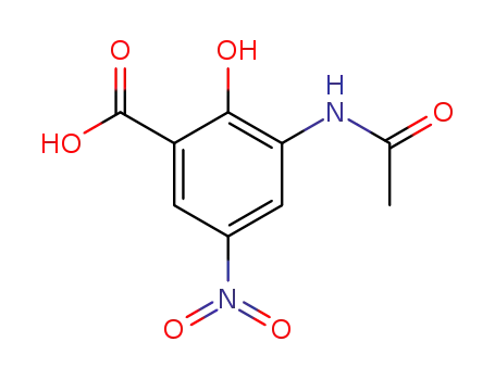 Molecular Structure of 54670-12-1 (3-acetylamino-2-hydroxy-5-nitro-benzoic acid)