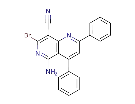Molecular Structure of 166331-55-1 (1,6-Naphthyridine-8-carbonitrile, 5-amino-7-bromo-2,4-diphenyl-)