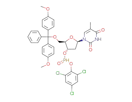 Thymidine, 5'-O-[bis(4-methoxyphenyl)phenylmethyl]-,
3'-(2,4,6-trichlorophenyl phosphonate)