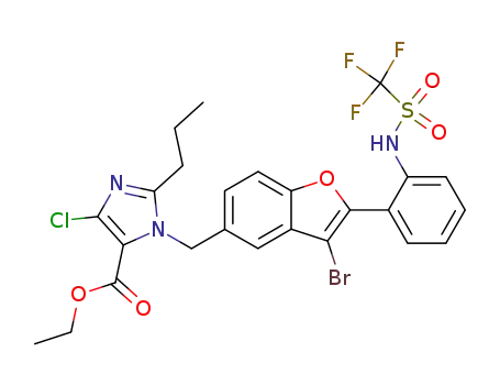 3-[3-Bromo-2-(2-trifluoromethanesulfonylamino-phenyl)-benzofuran-5-ylmethyl]-5-chloro-2-propyl-3H-imidazole-4-carboxylic acid ethyl ester