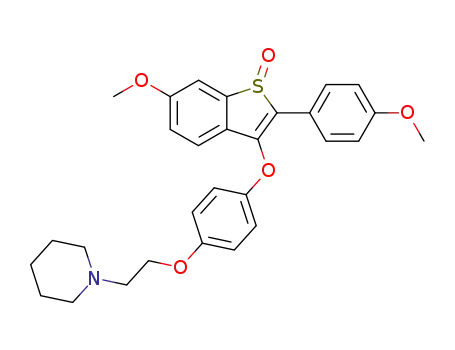 Molecular Structure of 182133-03-5 (Piperidine,
1-[2-[4-[[6-methoxy-2-(4-methoxyphenyl)-1-oxidobenzo[b]thien-3-yl]oxy]
phenoxy]ethyl]-)