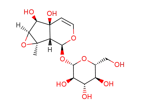 Molecular Structure of 20486-27-5 ([(1S)-1,4a,5,6,7,7aα-Hexahydro-4aα,5β-dihydroxy-7-methyl-6α,7α-epoxycyclopenta[c]pyran-1α-yl]β-D-glucopyranoside)