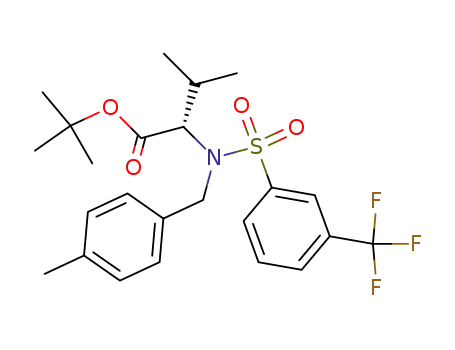 Molecular Structure of 245364-84-5 (3-methyl-2-[(4-methyl-benzyl)-(3-trifluoromethyl-benzenesulfonyl)-amino]-butyric acid <i>tert</i>-butyl ester)