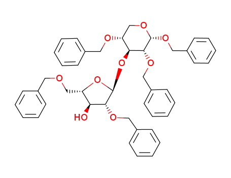 Molecular Structure of 185380-65-8 (benzyl O-(2,5-di-O-benzyl-α-L-arabinofuranosyl)-(1-3)-2,4-di-O-benzyl-α-D-xylopyranoside)