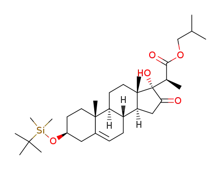 Molecular Structure of 790224-45-2 ((S)-2-[(3S,8R,9S,10R,13S,14S,17S)-3-(tert-Butyl-dimethyl-silanyloxy)-17-hydroxy-10,13-dimethyl-16-oxo-2,3,4,7,8,9,10,11,12,13,14,15,16,17-tetradecahydro-1H-cyclopenta[a]phenanthren-17-yl]-propionic acid isobutyl ester)
