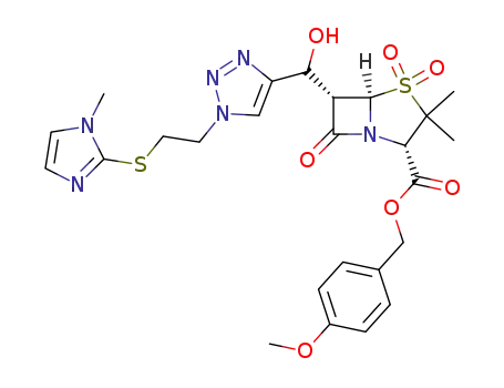 p-methoxybenzyl (3S,5R,6S)-6-<(1RS)-1-hydroxy-1-<1-<2-(1-methylimidazol-2-yl)thioethyl>-1,2,3-triazol-4-yl>methyl>penicillanate 1,1-dioxide