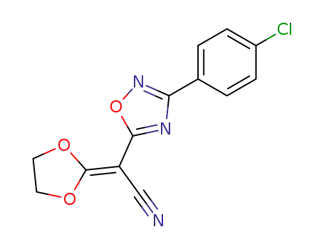 Molecular Structure of 168976-37-2 (2-(cyan-(3'-(4''-chlor)phenyl-1',2',4'-oxadiazole-5'-yl))methylen-1,3-dioxolane)