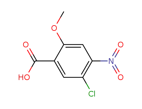 Molecular Structure of 32622-81-4 (Benzoic acid, 5-chloro-2-methoxy-4-nitro-)