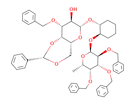 (2S,4aR,6R,7R,8R,8aS)-8-Benzyloxy-2-phenyl-6-[(1R,2R)-2-((2S,3S,4R,5R,6S)-3,4,5-tris-benzyloxy-6-methyl-tetrahydro-pyran-2-yloxy)-cyclohexyloxy]-hexahydro-pyrano[3,2-d][1,3]dioxin-7-ol