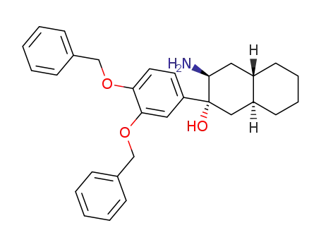 3(a)-Amino-2(e)-<3,4-dibenzyloxy-phenyl>-trans-2(a)-decalol; (+/-)-3c-Amino-2c-<3,4-dibenzyloxy-phenyl>-(4ar,8at)-decahydro-<2t>-naphthol
