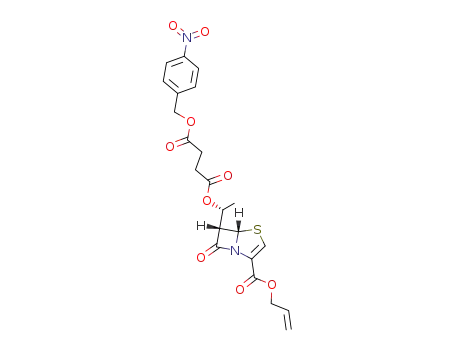 Molecular Structure of 182414-61-5 (Succinic acid (R)-1-((5S,6S)-2-allyloxycarbonyl-7-oxo-4-thia-1-aza-bicyclo[3.2.0]hept-2-en-6-yl)-ethyl ester 4-nitro-benzyl ester)