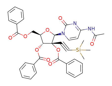 Molecular Structure of 188413-87-8 (N<sup>4</sup>-acetyl-2',3',5'-tri-O-benzoyl-2'-C-[(trimethylsilyl)ethynyl]cytidine)
