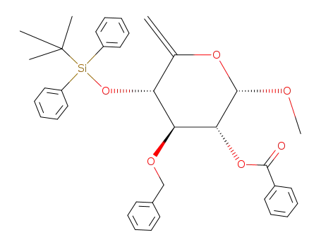 Benzoic acid (2S,3R,4R,5S)-4-benzyloxy-5-(tert-butyl-diphenyl-silanyloxy)-2-methoxy-6-methylene-tetrahydro-pyran-3-yl ester