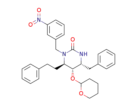 (4R,5S,6R)-4-Benzyl-1-(3-nitro-benzyl)-6-phenethyl-5-(tetrahydro-pyran-2-yloxy)-tetrahydro-pyrimidin-2-one