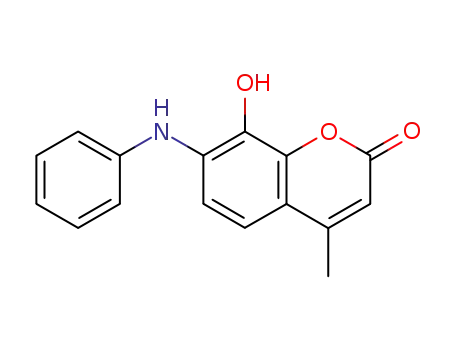 Molecular Structure of 153648-98-7 (2H-1-Benzopyran-2-one, 8-hydroxy-4-methyl-7-(phenylamino)-)