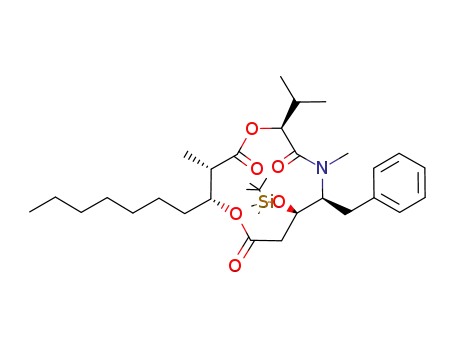 (2S,5S,6R,10R,11S)-5-Benzyl-6-(tert-butyl-dimethyl-silanyloxy)-10-heptyl-2-isopropyl-4,11-dimethyl-1,9-dioxa-4-aza-cyclododecane-3,8,12-trione