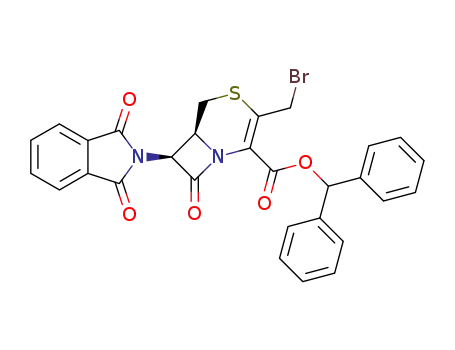 Molecular Structure of 157731-85-6 ((6S,7S)-3-Bromomethyl-7-(1,3-dioxo-1,3-dihydro-isoindol-2-yl)-8-oxo-4-thia-1-aza-bicyclo[4.2.0]oct-2-ene-2-carboxylic acid benzhydryl ester)