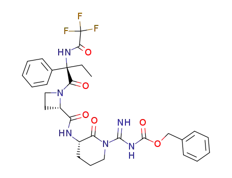 {Imino-[(S)-2-oxo-3-({(S)-1-[(R)-2-phenyl-2-(2,2,2-trifluoro-acetylamino)-butyryl]-azetidine-2-carbonyl}-amino)-piperidin-1-yl]-methyl}-carbamic acid benzyl ester