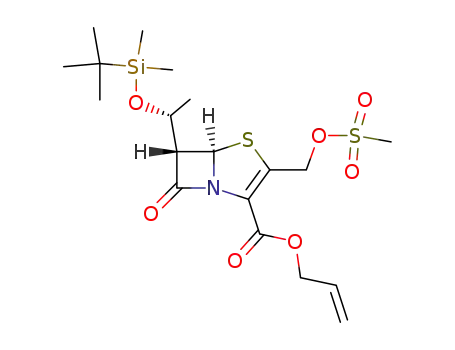 Molecular Structure of 88585-79-9 (allyl (5R,6S)-2-<<(methylsulfonyl)oxy>methyl>-6-<(R)-1-<(tert-butyldimethylsilyl)oxy>ethyl>penem-3-carboxylate)