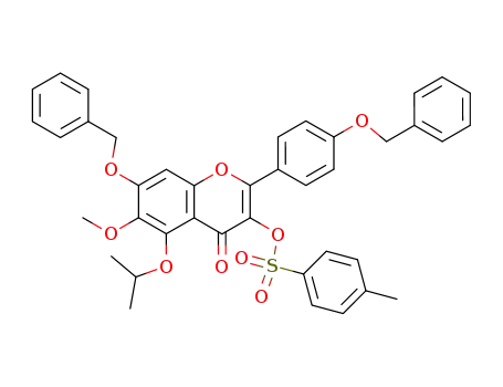 Molecular Structure of 188927-53-9 (4H-1-Benzopyran-4-one,
6-methoxy-5-(1-methylethoxy)-3-[[(4-methylphenyl)sulfonyl]oxy]-7-(phenyl
methoxy)-2-[4-(phenylmethoxy)phenyl]-)