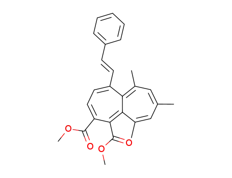 Molecular Structure of 167258-91-5 (1,2-Heptalenedicarboxylic acid,
6,8,10-trimethyl-5-[(1E)-2-phenylethenyl]-, dimethyl ester)