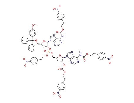 3'-deoxy-5'-O-(monomethoxytrityl)-N<sup>6</sup>-<2-(4-nitrophenyl)ethoxycarbonyl>adenylyl-<2'-<O<sup>P</sup>-<2-(4-nitrophenyl)ethyl>>-> 5'>-3'-deoxy-N<sup>6</sup>,2'-O-bis<2-(4-nitrophenyl)ethoxycarbonyl>adenosine
