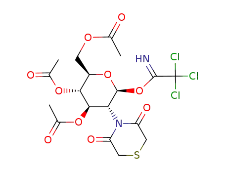 Acetic acid (2R,3S,4R,5R,6S)-3-acetoxy-2-acetoxymethyl-5-(3,5-dioxo-thiomorpholin-4-yl)-6-(2,2,2-trichloro-acetimidoyloxy)-tetrahydro-pyran-4-yl ester