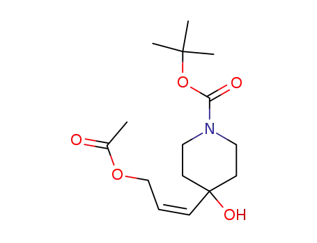 Molecular Structure of 395061-41-3 (1-Piperidinecarboxylic acid,
4-[(1Z)-3-(acetyloxy)-1-propenyl]-4-hydroxy-, 1,1-dimethylethyl ester)