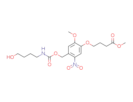 Molecular Structure of 176375-53-4 (4-[4-(4-Hydroxy-butylcarbamoyloxymethyl)-2-methoxy-5-nitro-phenoxy]-butyric acid methyl ester)