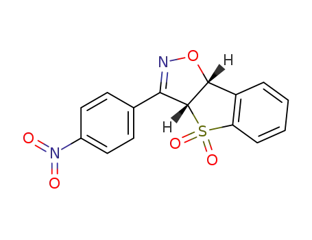 Molecular Structure of 135921-75-4 ((3aR,8bR)-3-(4-Nitro-phenyl)-3a,8b-dihydro-benzo[4,5]thieno[2,3-d]isoxazole 4,4-dioxide)