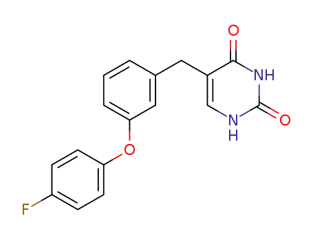 Molecular Structure of 188953-62-0 (2,4(1H,3H)-Pyrimidinedione, 5-[[3-(4-fluorophenoxy)phenyl]methyl]-)